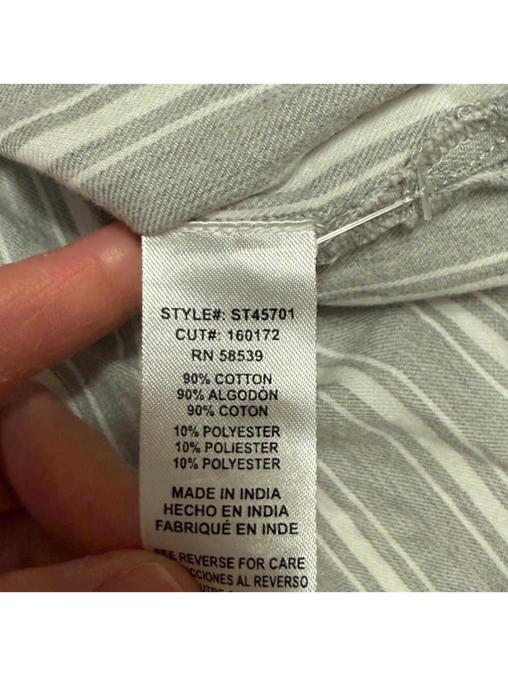 Kut from the Kloth Gray White Stripe Roll Tab Sleeve Popover Shirt Women's Small - Picture 5 of 9